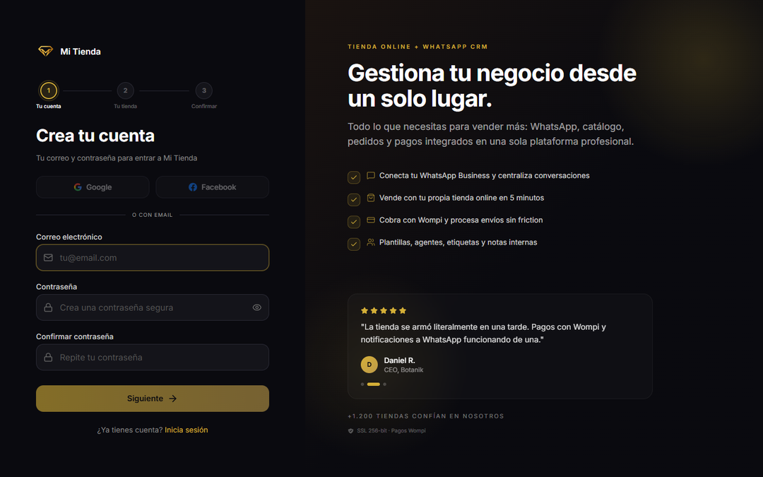 Paso 1: crea tu cuenta en Mi Tienda
