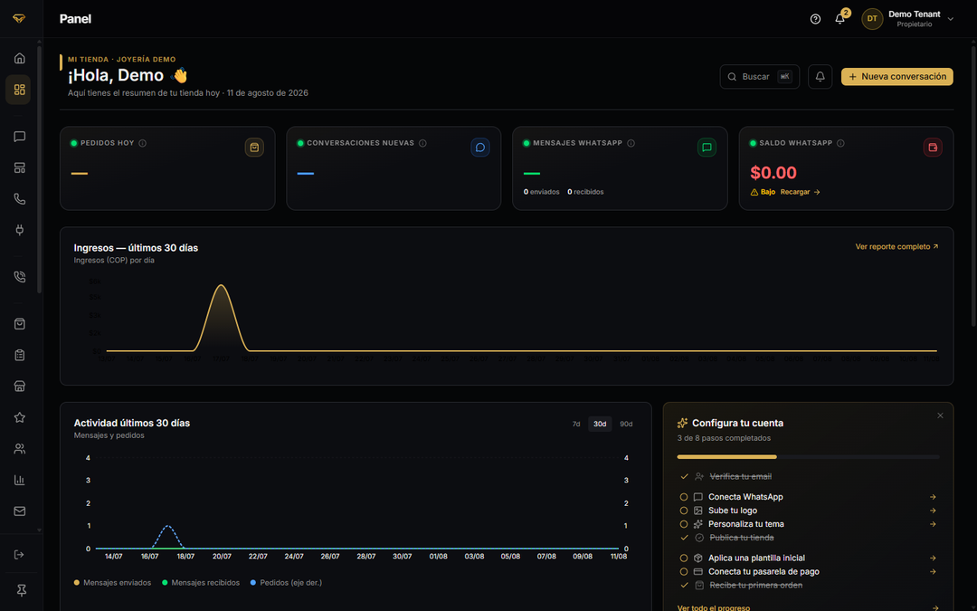 Paso 3: empieza a vender y gestiona desde el panel