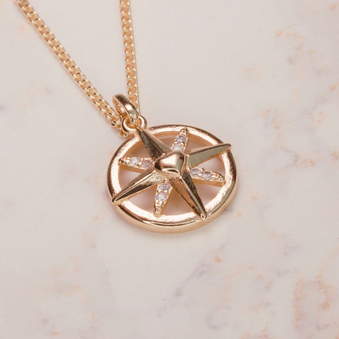 DIJE ROSA DE LOS VIENTOS CORAZÓN