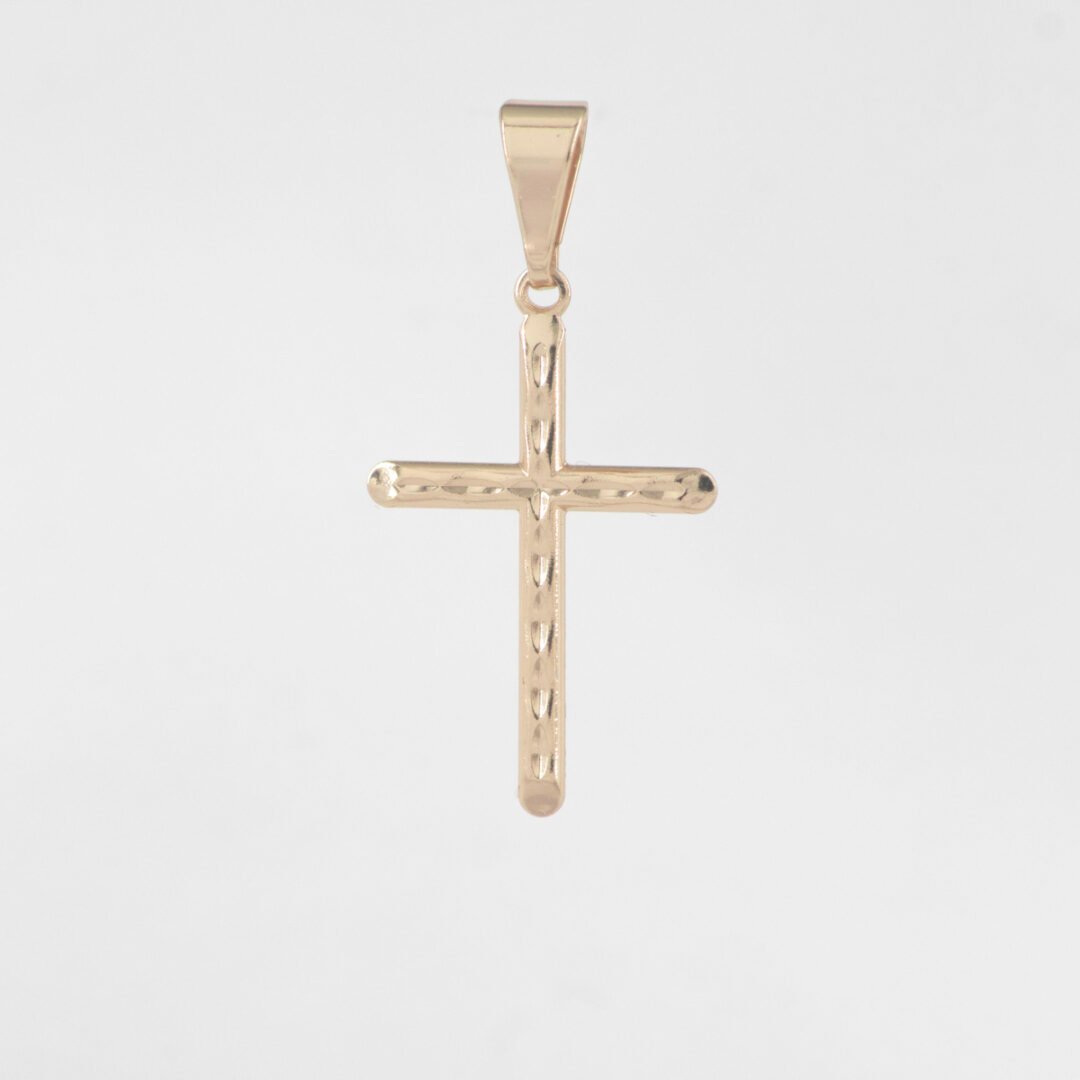 DIJE CRUZ PUNTAS PLANAS GRABADA