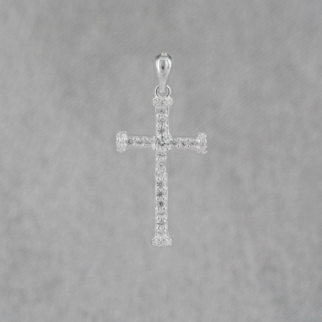 DIJE CRUZ PUNTAS PLANAS CIRCONES