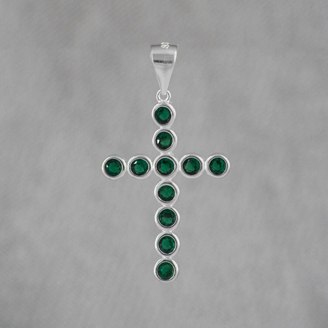 DIJE CRUZ CRISTALES REDONDOS