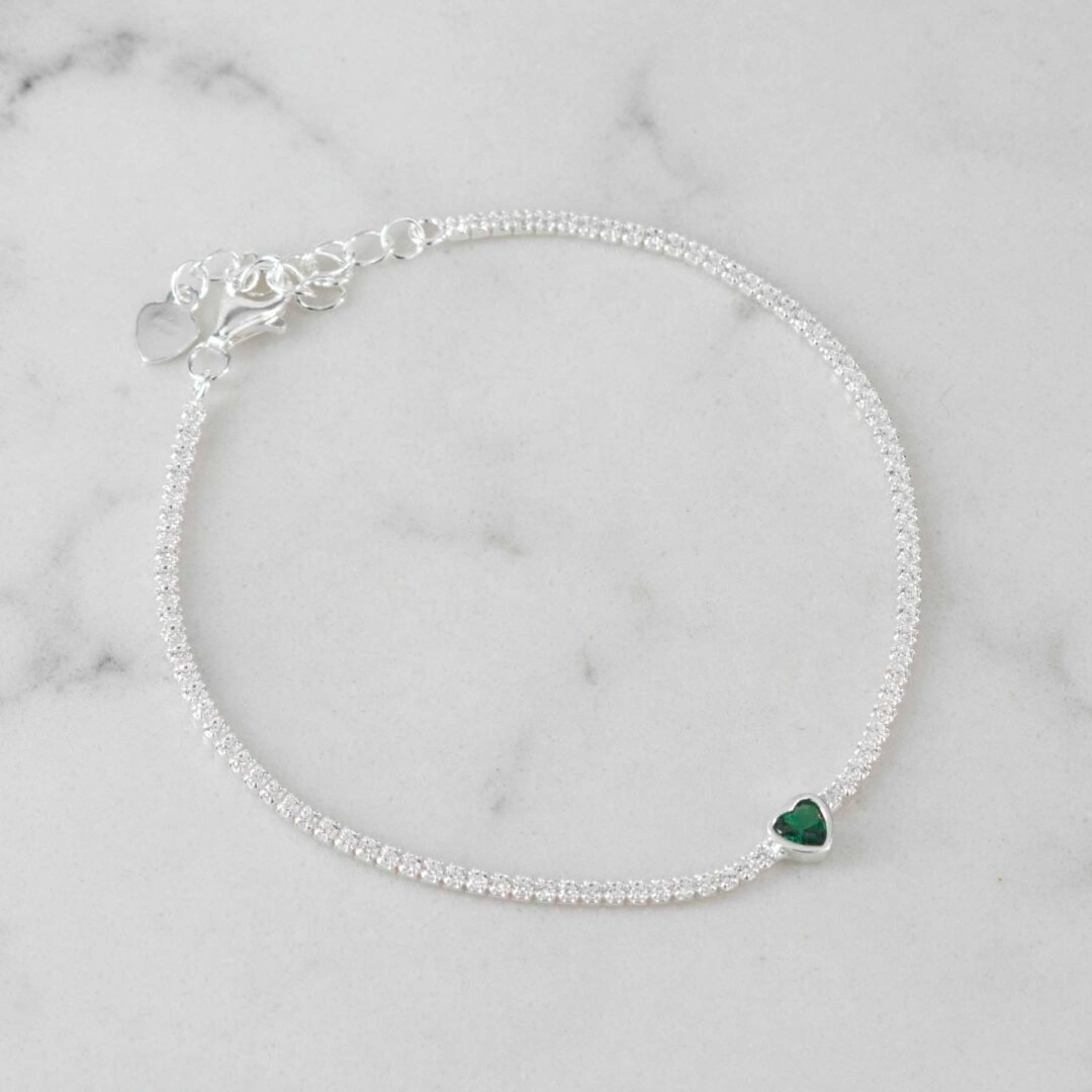 PULSERA TENNIS CIRCON CORAZON 2MM