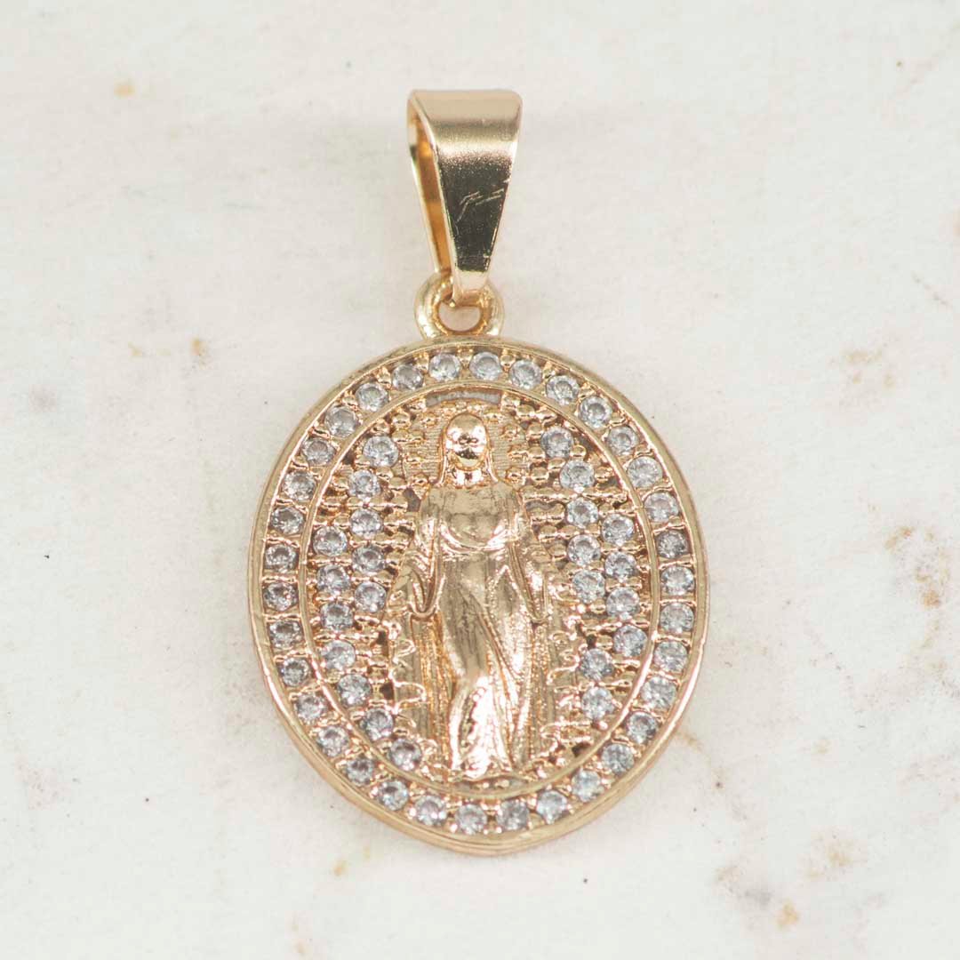 DIJE MEDALLA MILAGROSA CIRCONES DOBLE