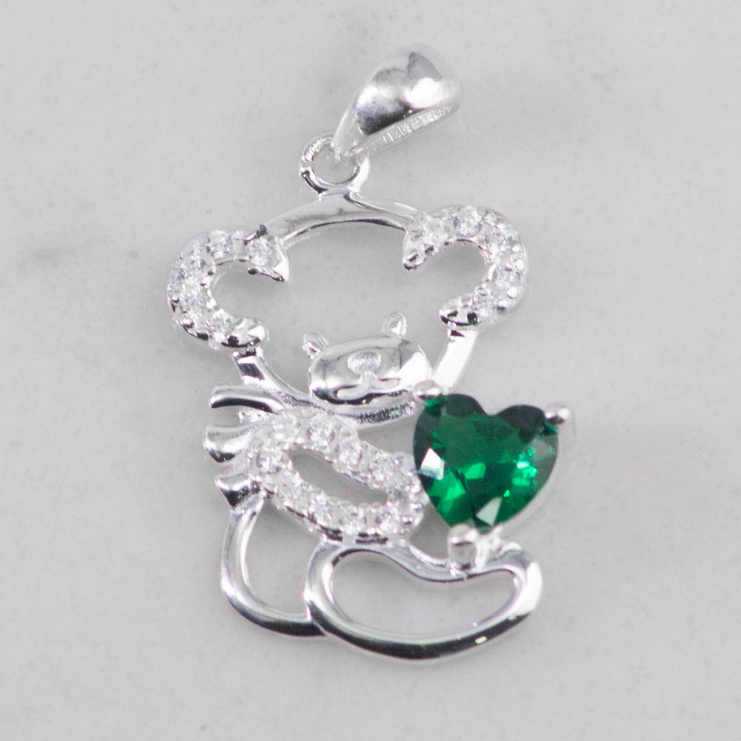 DIJE OSO SENTADO CORAZON ESMERALDA