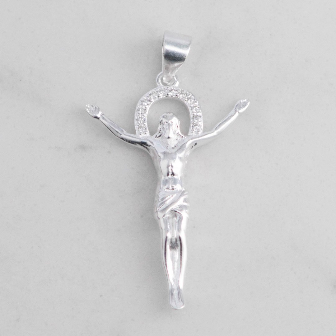 DIJE CRISTO CORONA CIRCONES