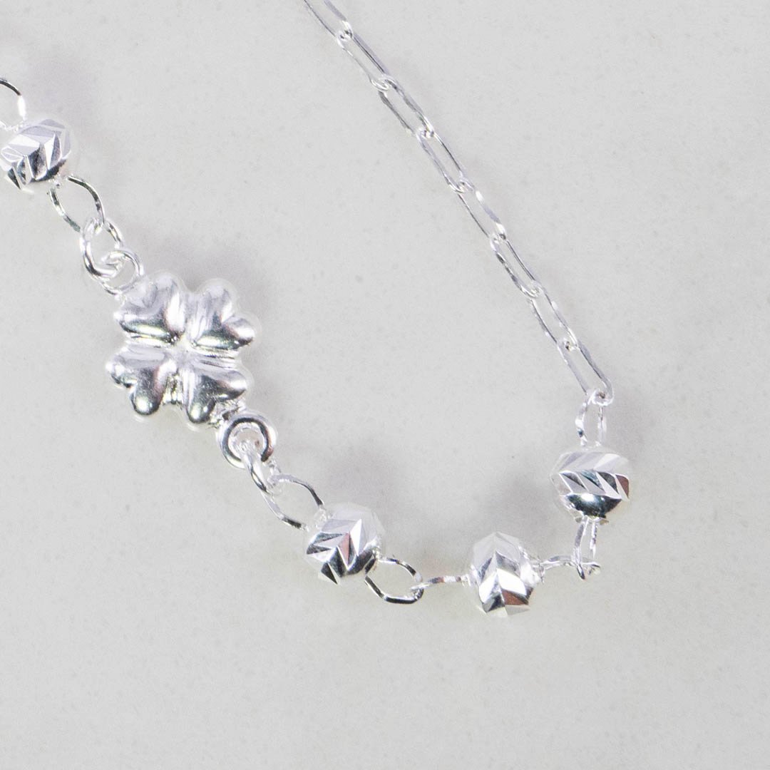 PULSERA TREBOL BALINES MARTILLADOS 4MM-19CM