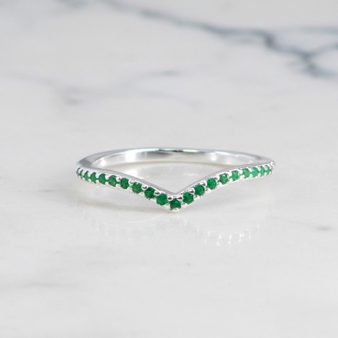 ANILLO V CIRCONES ESMERALDA