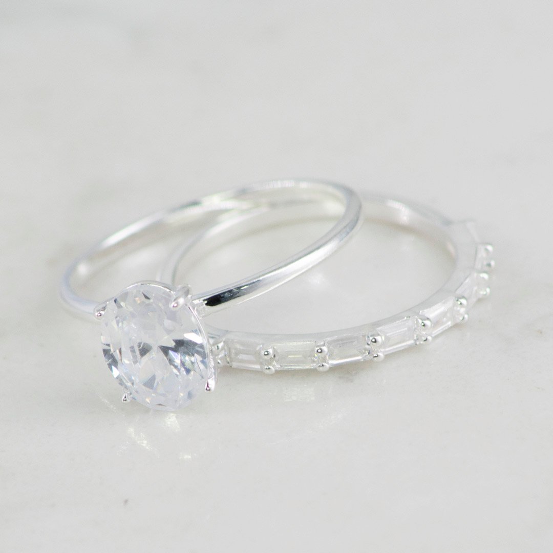 DUO DE ANILLOS CIRCON Y BAGUETTE