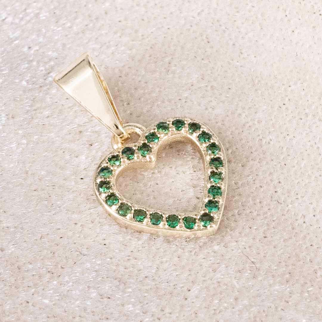 Dije Corazon Circones Esmeralda 10mm