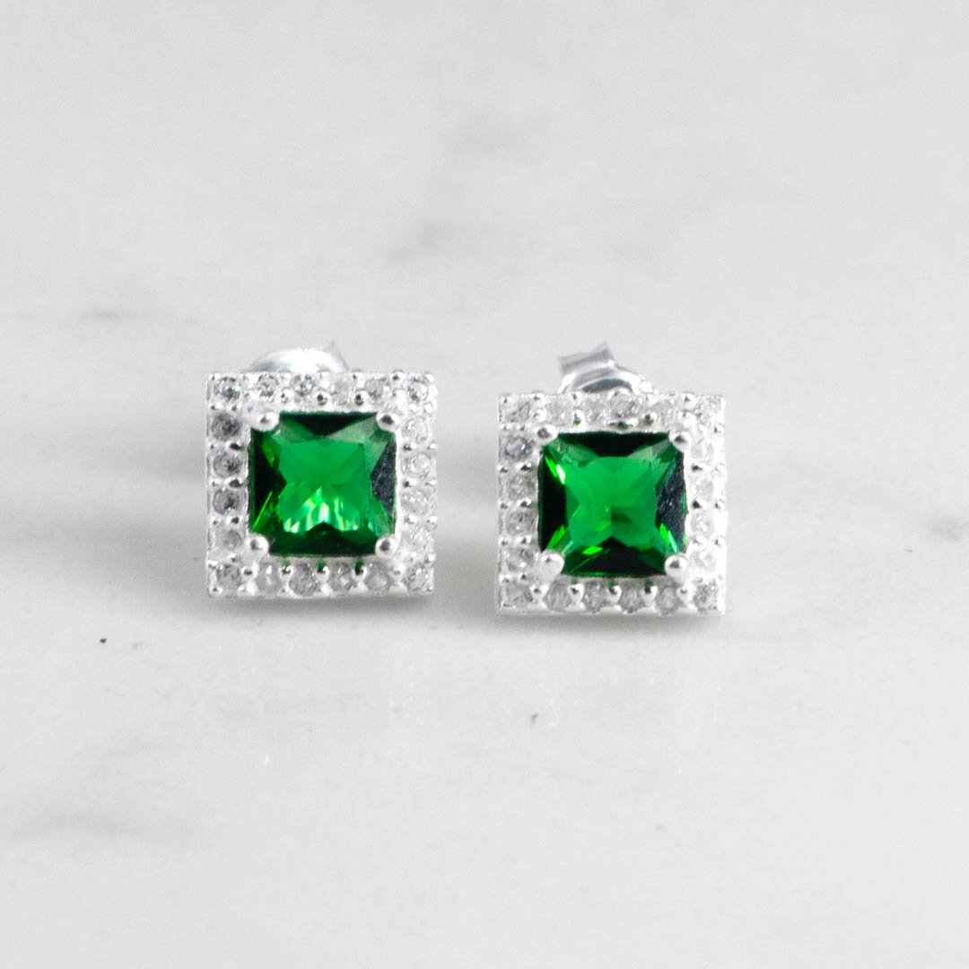 TOPO CUADRADO CIRCONES CRISTAL ESMERALDA